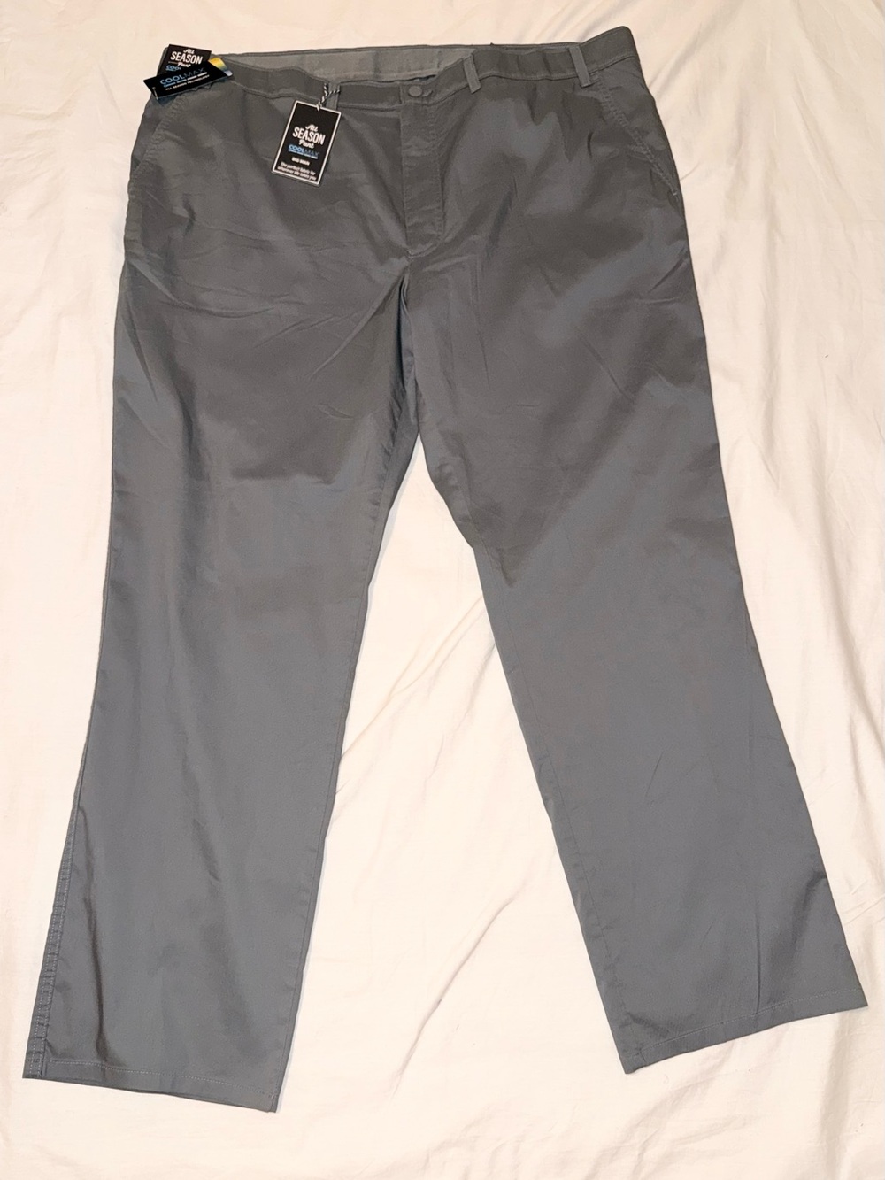 Roundtree & Yorke Coolmax All Season Pants Straight Fit Flat Front 46x32 Blue - Picture 2 of 6